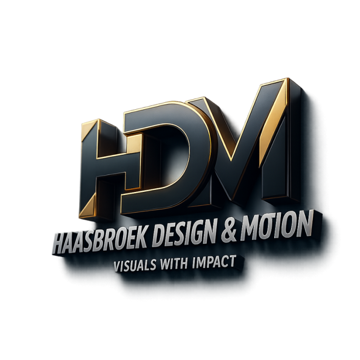 Small 3D HDM logo in gold and black